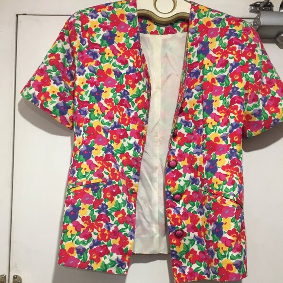 VINTAGE BRAEMAR by JEREMY SCOTT FLORAL PRINT BLAZERS SIZE 6P/6 - Picture 3 of 7